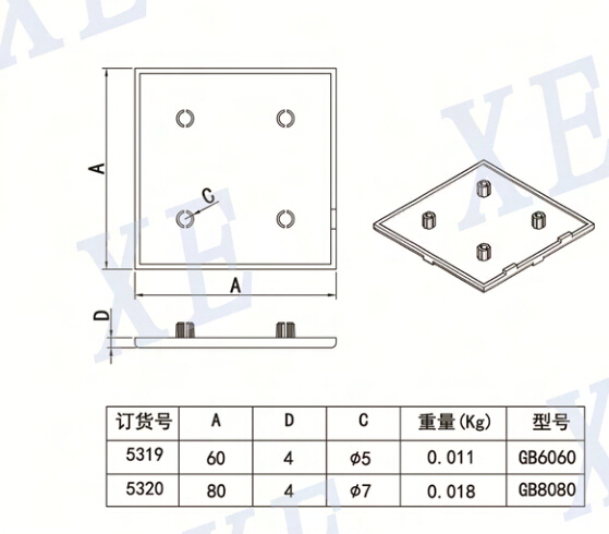 鋁型材配件歐標端蓋規(guī)格